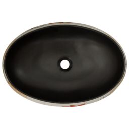Berkfield Home Countertop Basin Multicolour Oval 59x40x15 cm Ceramic in Black - Size: 59 x 40 x 15 cm - thumbnail 6