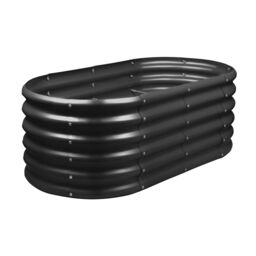 Harbour Housewares Raised Garden Bed - Rounded Bottomless Galvanised Steel Planter 120 x 60 x 45cm in Black - Size: 120 x 60 x 45 cm