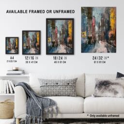 "Artery8 Abstract City Street Cityscape Painting Framed Art Print in Grey - Size: W12"" x H16""" - thumbnail 3