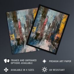 "Artery8 Abstract City Street Cityscape Painting Framed Art Print in Grey - Size: W12"" x H16""" - thumbnail 2