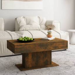 Berkfield Home Coffee Table Smoked Oak 96x50x45 cm Engineered Wood in Brown - Size: 96 x 50 x 45 cm - thumbnail 2