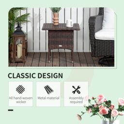 OUTSUNNY PE Rattan Outdoor Coffee Table, Easy Match Rattan Side Table in Brown - thumbnail 4