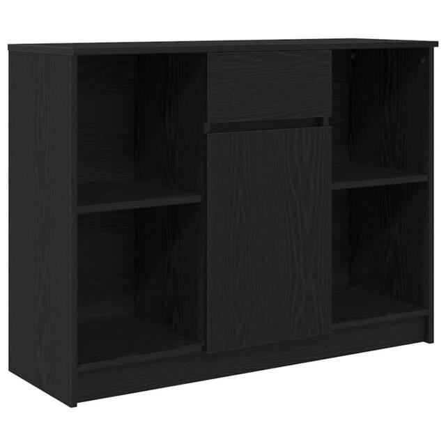 Berkfield Home Sideboard with Drawer Black Oak 101x35x76 cm Engineered Wood - Size: 101 x 35 x 76 cm - image 1