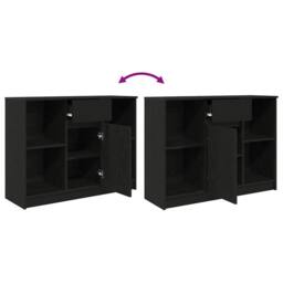 Berkfield Home Sideboard with Drawer Black Oak 101x35x76 cm Engineered Wood - Size: 101 x 35 x 76 cm - thumbnail 9