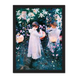 "Artery8 Wall Art Print John Singer Sargent Carnation Lily Rose Painting Large Framed Wall Décor Art in Light Oak - Size: W18"" x H24""" - thumbnail 1