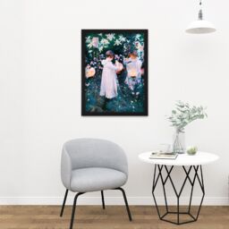 "Artery8 Wall Art Print John Singer Sargent Carnation Lily Rose Painting Large Framed Wall Décor Art in Light Oak - Size: W18"" x H24""" - thumbnail 2