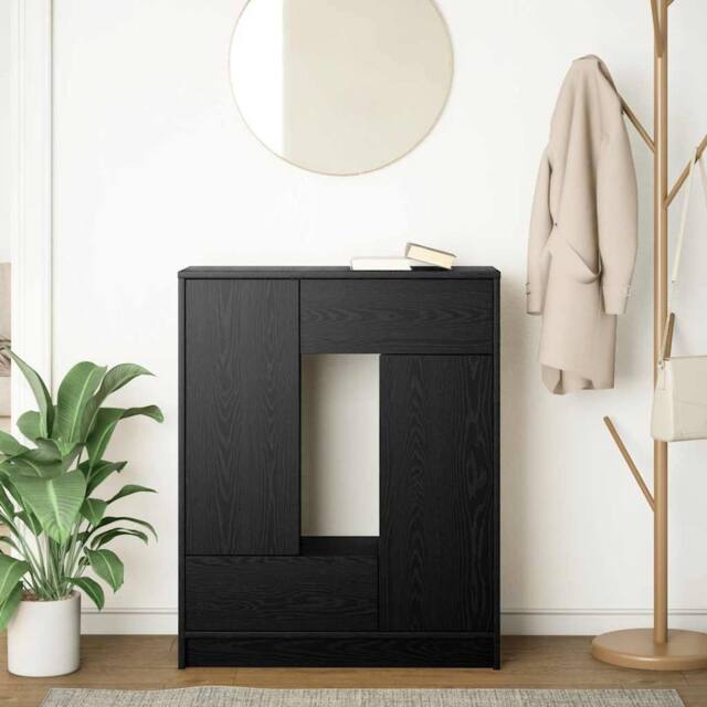 Berkfield Home Sideboard with Drawers & Doors Black Oak 73x31x90 cm - Size: 73 x 31 x 90 cm - image 1