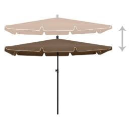 Berkfield Home Durable Garden Parasol with Pole 210x140 cm Taupe - thumbnail 1