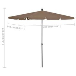 Berkfield Home Durable Garden Parasol with Pole 210x140 cm Taupe - thumbnail 6