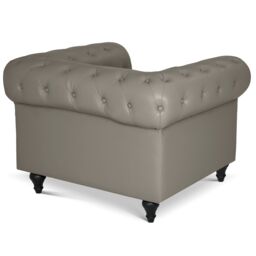 Bravich LTD Chesterfield Faux Leather Button-Tufted Armchair Sofa in Grey - Size: 1 Seater - thumbnail 8