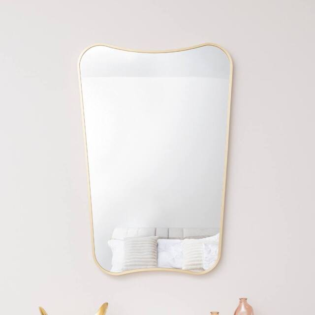 Melody Maison Gold Asymmetrical Metal Framed Wall Mirror - 54cm X 80cm - Size: 54 cm X 80 cm - image 1