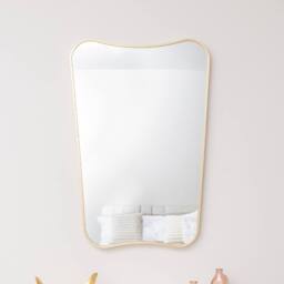 Melody Maison Gold Asymmetrical Metal Framed Wall Mirror - 54cm X 80cm - Size: 54 cm X 80 cm - thumbnail 1