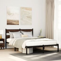 Berkfield Home Bed Frame without Mattress with Headboard Brown Oak 140x190 cm
