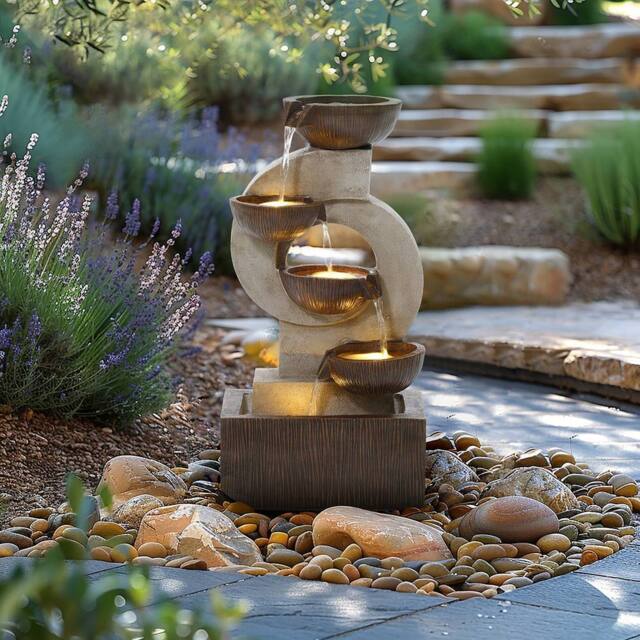 Charles Bentley Nile Cascading Water Feature - Mains Powered in Bronze - image 1