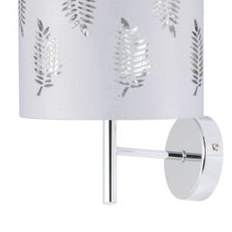 First Choice Lighting Brea - Chrome Wall Light with White Fern Shade in Silver - thumbnail 2