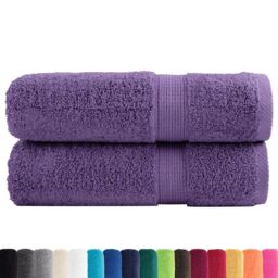Berkfield Home Premium Hand Towels SOLUND 2 pcs Purple 50x100 cm 600 gsm - thumbnail 2