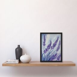 "Artery8 Classic Lavender Blue Sky Painting Modern Floral Framed Art Print in Purple - Size: W12"" x H16""" - thumbnail 4