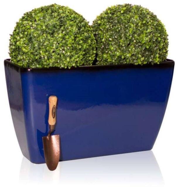 Primrose Royal Blue Glaze Effect Resin Trough Planter Frost Resistant 75cm in Cobalt - image 1