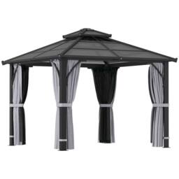 OUTSUNNY 3x3(m) Hardtop Gazebo with Polycarbonate Roof & Sides in Grey - thumbnail 2