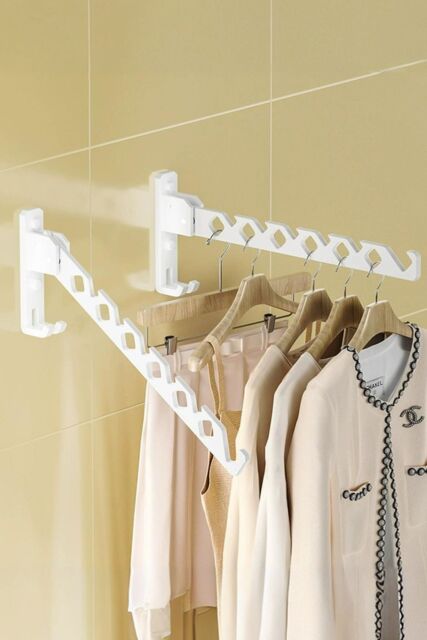 Living and Home 2Pcs Aluminium Alloy Wall Mounted Coat Drying Hanger in White - image 1