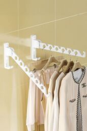 Living and Home 2Pcs Aluminium Alloy Wall Mounted Coat Drying Hanger in White - thumbnail 1