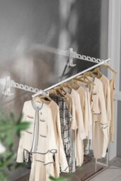 Living and Home 2Pcs Aluminium Alloy Wall Mounted Coat Drying Hanger in White - thumbnail 2