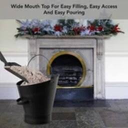 EONLION Black Metal Fireside Bucket Shovel Set for Coal Ash Logs - thumbnail 4