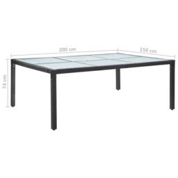 Berkfield Home Outdoor Dining Table Black 200x150x74 cm Poly Rattan - Size: 200 x 150 x 74 cm - thumbnail 5