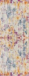 Livabliss Floransa-Abstract Grey Pink Yellow Blue Modern Marble Living Dining Rug - Size: 80 cm x 220 cm - thumbnail 7