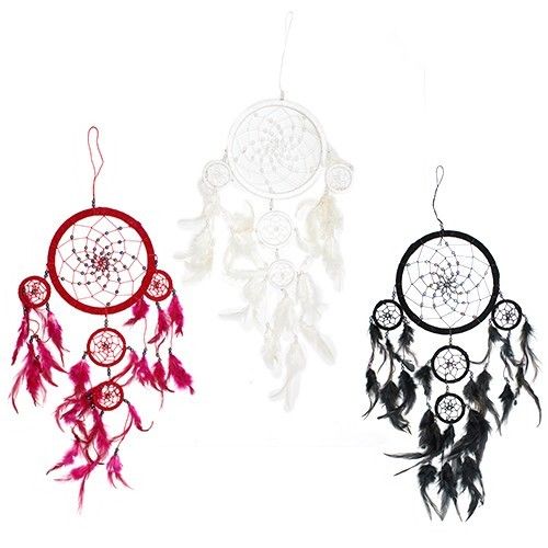 KDMD Bali Dreamcatchers - Large Round - Black/White/Red - (Set of 3) - image 1