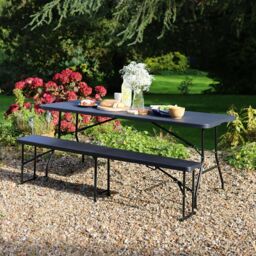 Harbour Housewares Folding Camping Picnic Table & Chair Set - 180cm (6ft) in Black - thumbnail 6