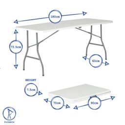 Harbour Housewares Folding Camping Picnic Table & Chair Set - 180cm (6ft) in Black - thumbnail 3