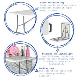 Harbour Housewares Folding Camping Picnic Table & Chair Set - 180cm (6ft) in Black - thumbnail 2