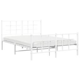 Berkfield Home Metal Bed Frame without Mattress with Footboard White 135x190cm - Size: 135x190 cm - thumbnail 4