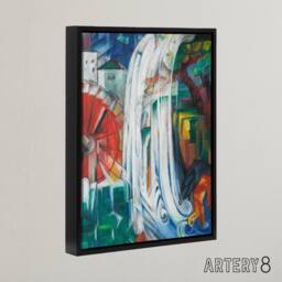"Artery8 The Bewitched Mill Colourful Franz Marc Vintage Framed Canvas Wall Art - Size: W12"" x H16""" - thumbnail 2