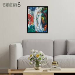 "Artery8 The Bewitched Mill Colourful Franz Marc Vintage Framed Canvas Wall Art - Size: W12"" x H16""" - thumbnail 3