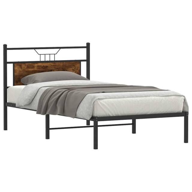 Berkfield Home Decorative Bed Frame without Mattress Smoked Oak 100x200 cm Engin in Brown - image 1