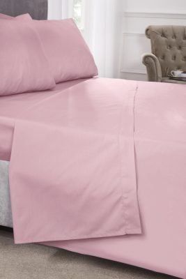 New Edge Blinds Percale Collection 180 Thread Count Percale Flat Sheet in Pink - Size: King - image 1