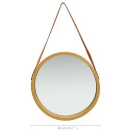 Berkfield Home Wall Mirror with Strap 50 cm Gold - thumbnail 6