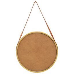 Berkfield Home Wall Mirror with Strap 50 cm Gold - thumbnail 5