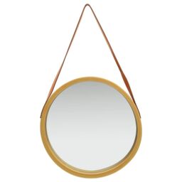 Berkfield Home Wall Mirror with Strap 50 cm Gold - thumbnail 2