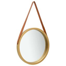 Berkfield Home Wall Mirror with Strap 50 cm Gold