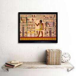 "Artery8 Paintings Mural Giza Tomb Ancient Egypt Hieroglyphic Framed Art Print in Beige - Size: W12"" x H16""" - thumbnail 2
