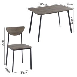 MCC Direct Dining Table & 4 chairs Wooden Table Set with Metal frame Blake in Brown - thumbnail 6