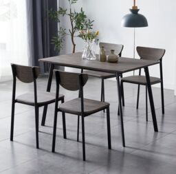 MCC Direct Dining Table & 4 chairs Wooden Table Set with Metal frame Blake in Brown - thumbnail 3