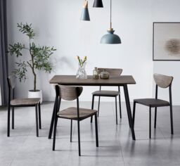 MCC Direct Dining Table & 4 chairs Wooden Table Set with Metal frame Blake in Brown - thumbnail 2