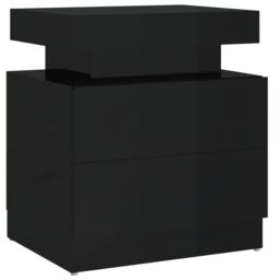 Berkfield Home Bedside Cabinet High Gloss Black 45x35x52 cm Engineered Wood - Size: 45 x 35 x 52 cm - thumbnail 2