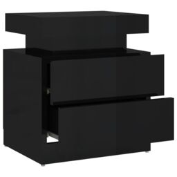Berkfield Home Bedside Cabinet High Gloss Black 45x35x52 cm Engineered Wood - Size: 45 x 35 x 52 cm - thumbnail 6