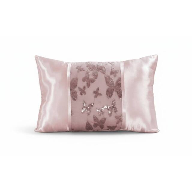 Snug City Oblong Butterfly Sequin Cushion Luxury Rectangular Decorative Accent in Pink - Size: 45 cm x 30 cm - image 1