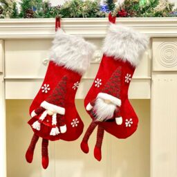 Obasyhig Style 1 Christmas Decoration Faceless Old Man Knitted Sock Gift Bag in Red - thumbnail 4